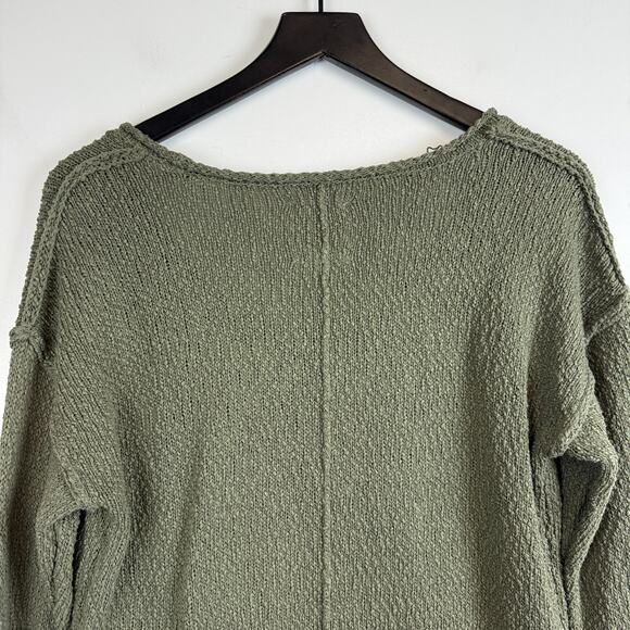 Aerie Loose Knit Rolled Hem Sweater Scoop Neck Green - XS - Picture 6 of 8